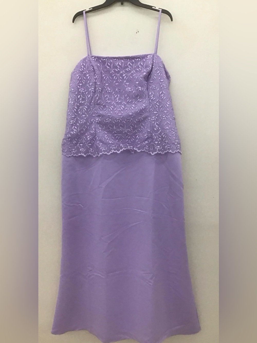 NWT May Queen Satin Slip Dress | 5XL | Embroidered Lace Midi in Lilac